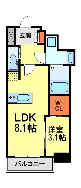 ファーストフィオーレ川西プリモ(1LDK/5階)の間取り写真