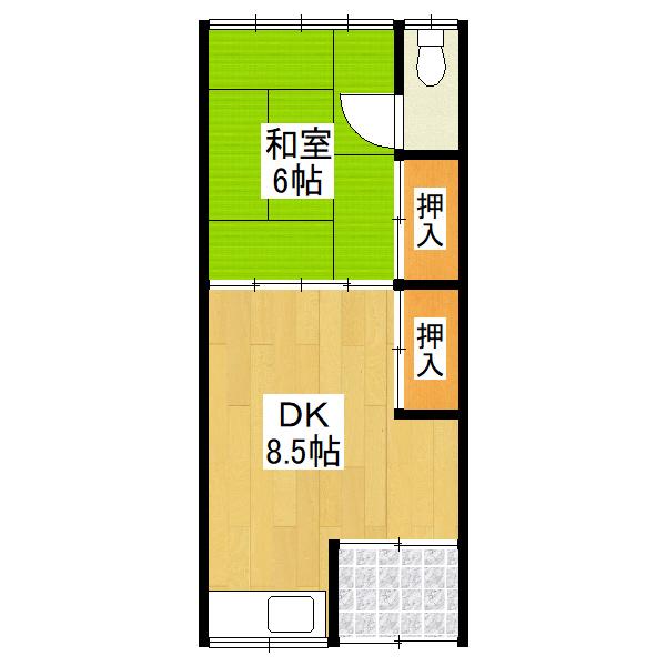佐々木アパート(1DK/2階)の間取り写真