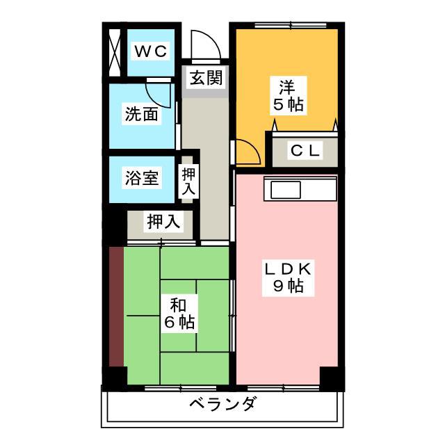 浦口ハウス(2LDK/3階)の間取り写真