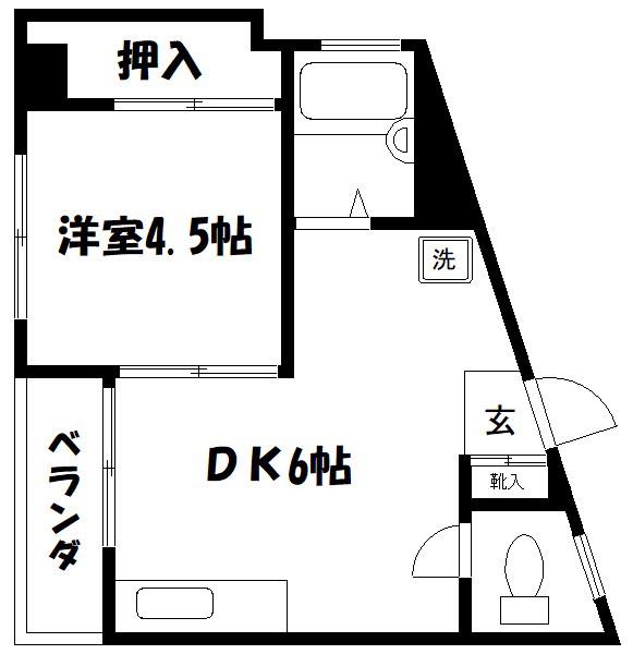 スズキビル(1DK/3階)の間取り写真