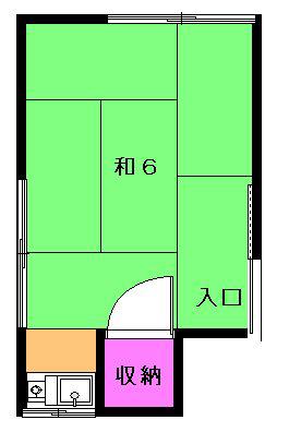 君代荘(ワンルーム/2階)の間取り写真