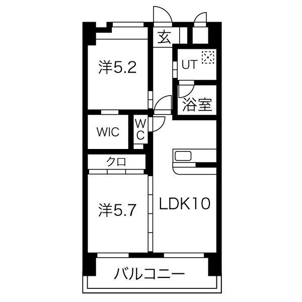ヒルクレスト千早65(2LDK/13階)の間取り写真
