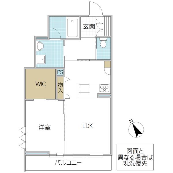 グラント柵町(1LDK/2階)の間取り写真