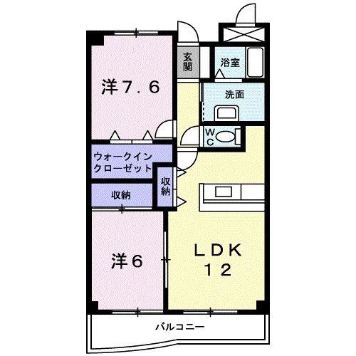 ヴェルハイム(2LDK/2階)の間取り写真