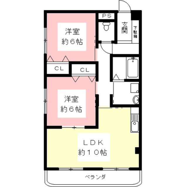 シャトーみずほ(2LDK/1階)の間取り写真