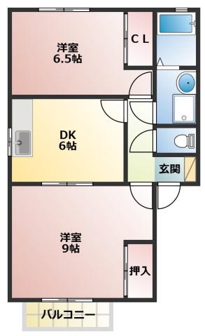 じょいぱれす(2DK/2階)の間取り写真
