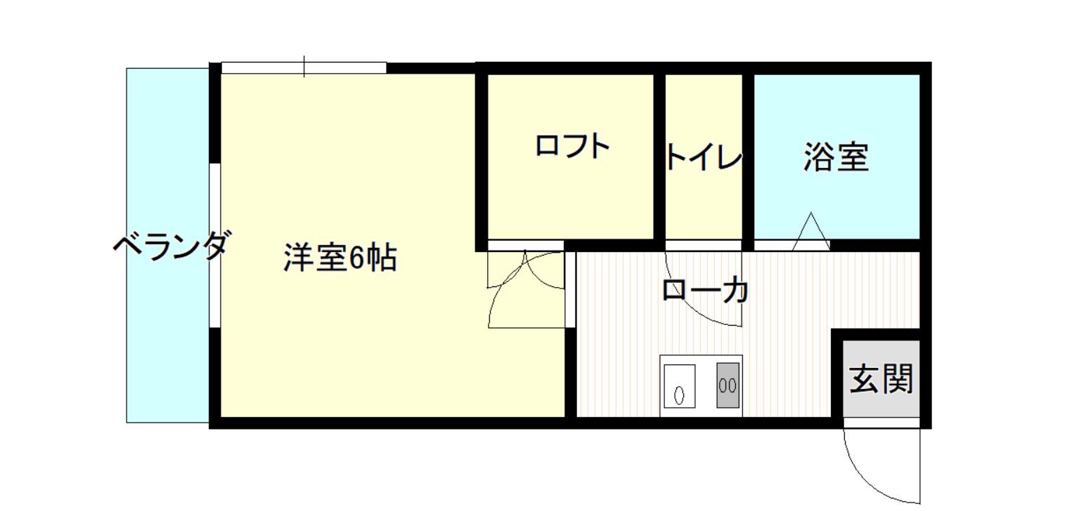 エーデル湯の川(1K/1階)の間取り写真
