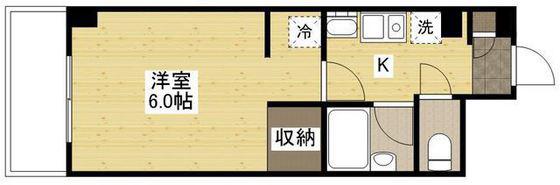 KSB 長束(1K/6階)の間取り写真