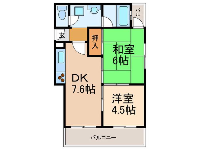 ベルビューレ(2DK/3階)の間取り写真