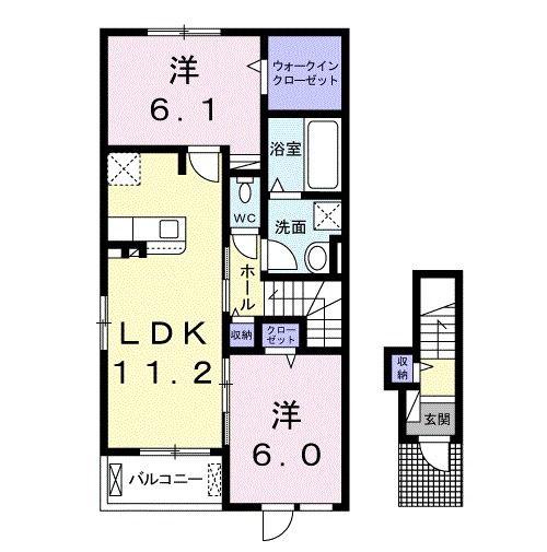 アミティエII(2LDK/2階)の間取り写真