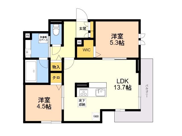 D-RESIDENCE諸岡(2LDK/1階)の間取り写真