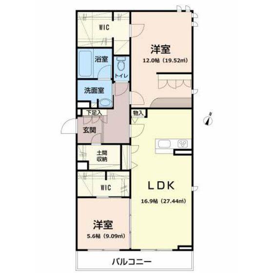 サンシティ八山田 B棟(2LDK/2階)の間取り写真