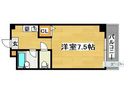 ウィンディ大浦(1K/1階)の間取り写真