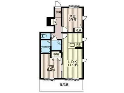 ラヴィエール(2LDK/1階)の間取り写真