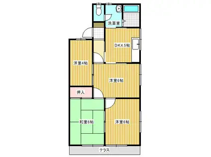 サンフラワー(4DK/2階)の間取り写真