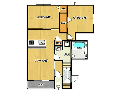 シャーメゾン ラ メール(2LDK/1階)の間取り写真