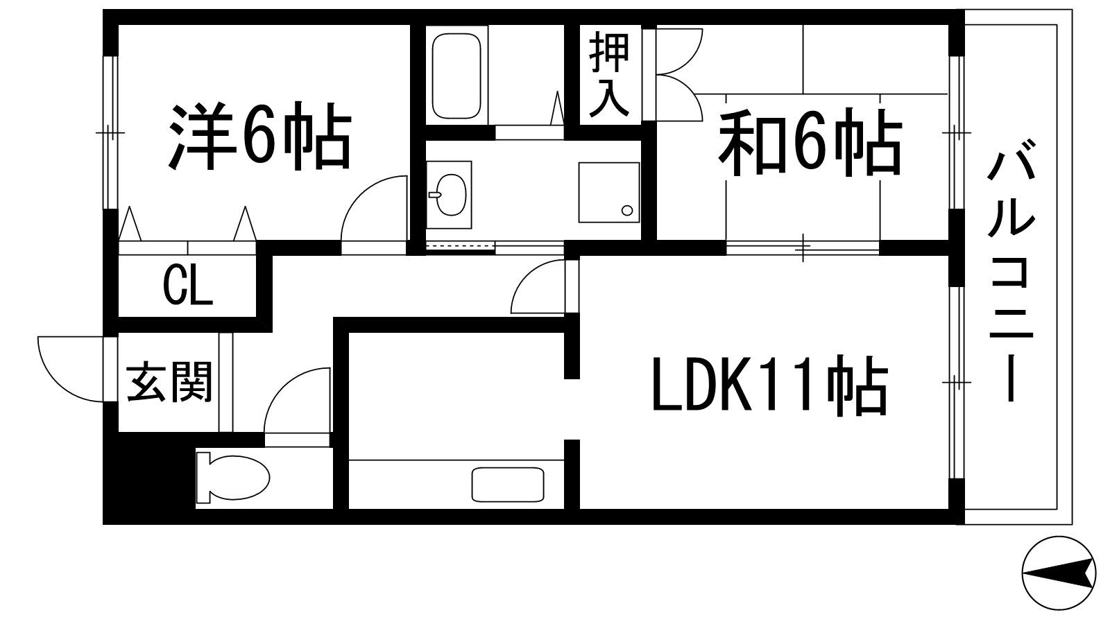 サニーコート伊丹(2LDK/3階)の間取り写真