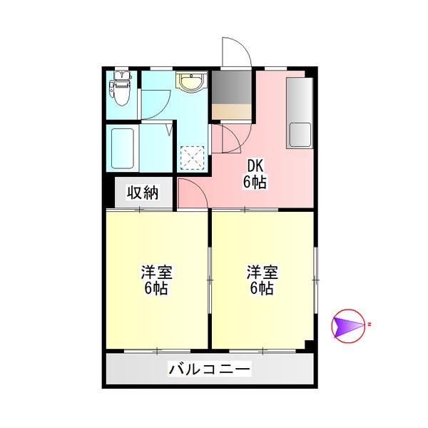 SIAFULL COURT(2DK/2階)の間取り写真