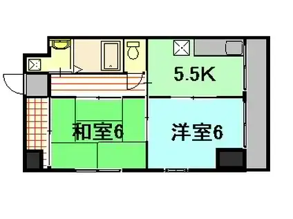 フォレスト比治山(2DK/3階)の間取り写真