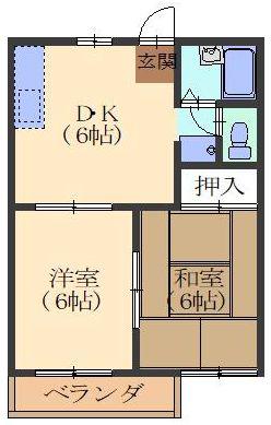 SUNNY COURT MIYUKIB棟(2DK/2階)の間取り写真