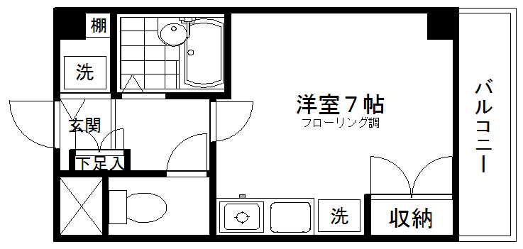 東陽MIビル(1K/3階)の間取り写真