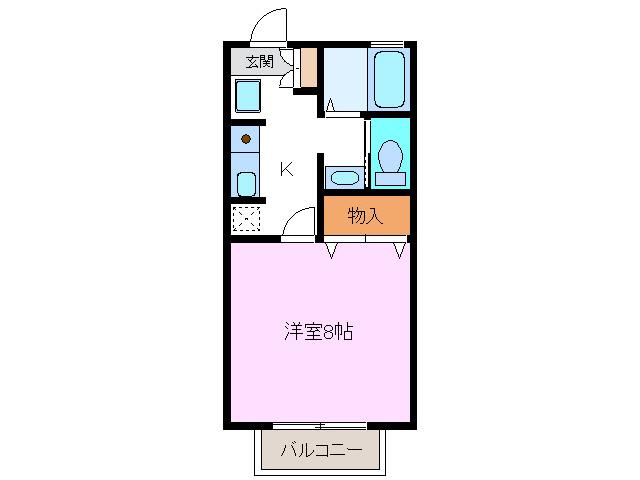 ル・アーブル狩野(1K/1階)の間取り写真