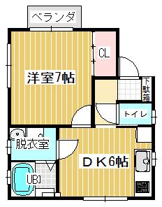 スジェールハイムA(1DK/2階)の間取り写真