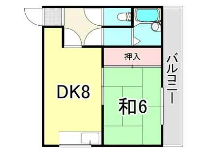 東難波佐野マンション(1DK/2階)の間取り写真