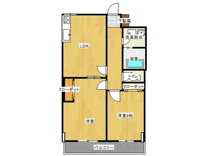 コーポ丸藤5(2LDK/1階)の間取り写真