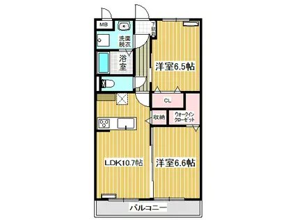 グランド・メゾン大野原A棟(2LDK/1階)の間取り写真
