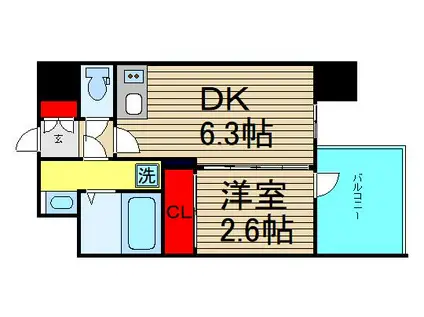 ミラージュパレス難波グランツ(1DK/4階)の間取り写真