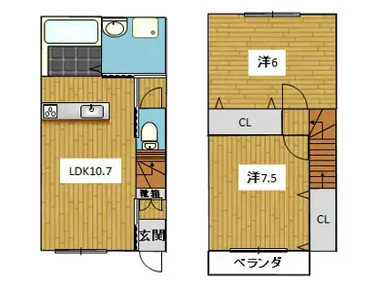 レポス大坂(2LDK/2階)の間取り写真
