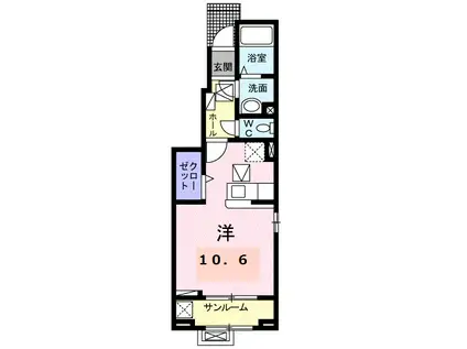ブライト スクエアII(ワンルーム/1階)の間取り写真
