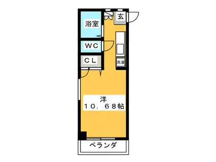 ウエストハウス(ワンルーム/3階)の間取り写真