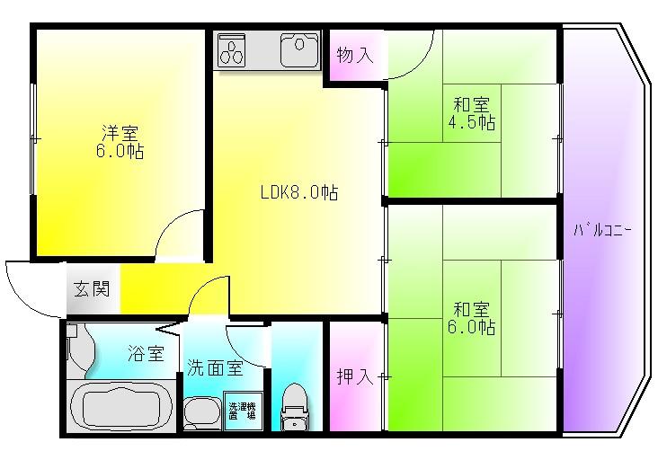 北本町パールハイツ(3LDK/4階)の間取り写真