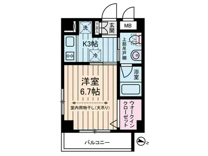 ドゥーシエル桜新町(1K/4階)の間取り写真