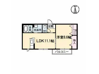 沖洲 清流荘 2(1LDK/2階)の間取り写真