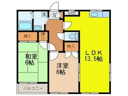 アピアコヌマ(2LDK/2階)の間取り写真