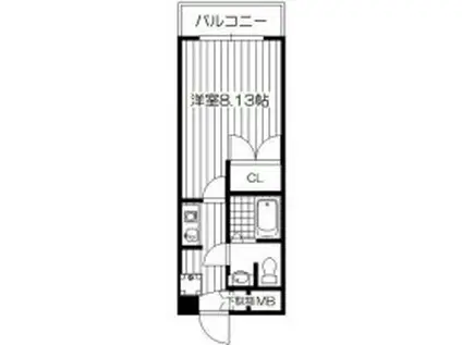 ONE ROOF FLAT NISHINOMIYA旧プレジール阪神(1K/5階)の間取り写真
