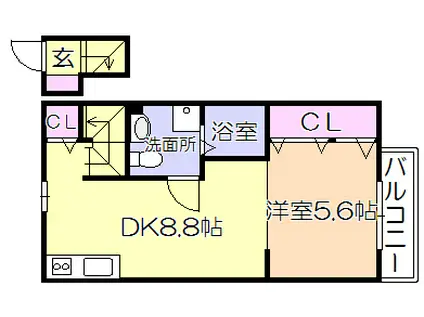 DAITO STYLE TINA(1DK/2階)の間取り写真