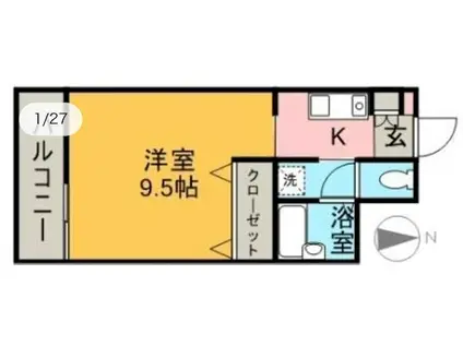 フォブール巴(1K/1階)の間取り写真