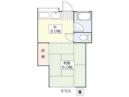 ハイム秀和II(1K/1階)の間取り写真