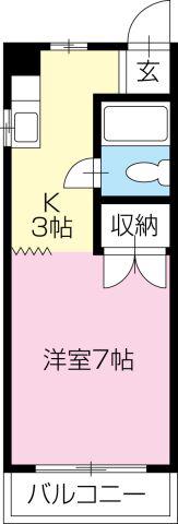 コーポ福島(1K/4階)の間取り写真