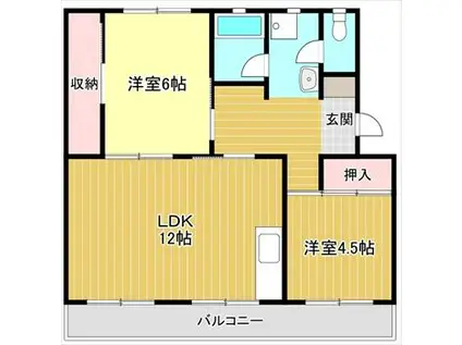 第一パークサイドマンション(2LDK/2階)の間取り写真
