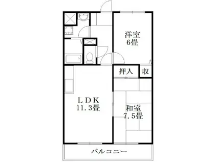 ハイツはと(2LDK/6階)の間取り写真