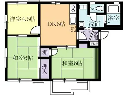 パストラルタウンA(3DK/2階)の間取り写真