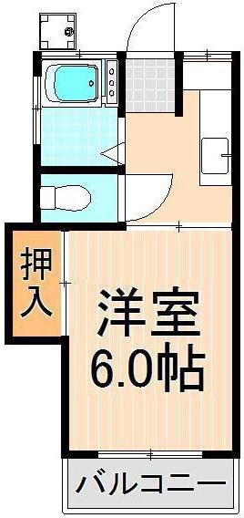 日ノ出コーポ(1K/1階)の間取り写真