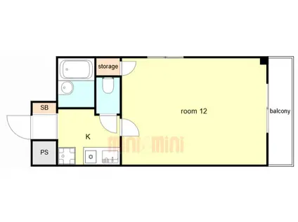 ハイツ天翔(1K/1階)の間取り写真