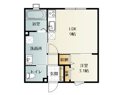 すみやす荘(1DK/2階)の間取り写真