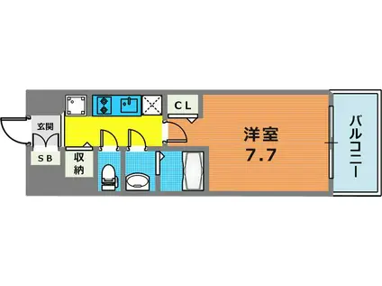W-STYLE神戸II(1K/5階)の間取り写真